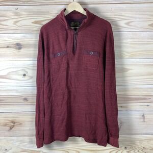 Lucky Brand 1/4 Zip Pullover Men XXL‎ Long Sleeve Waffle Thermal Shirt Red